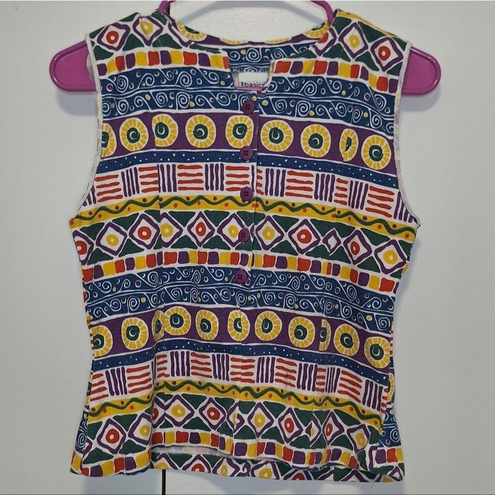 Trend Basics Vintage Abstract Multicolor Top Geometric Pattern